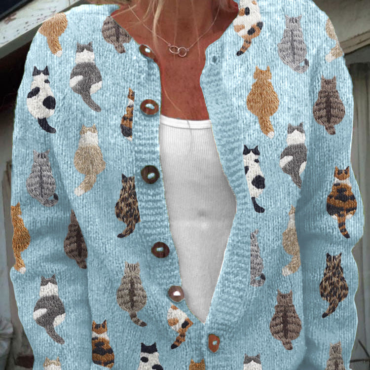 Audrey - cardigan confortabil cu imprimeu de pisici — imagine 3