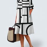 Audrey – rochie-cămașă cu model geometric — imagine 1