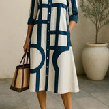 Audrey – rochie-cămașă cu model geometric — imagine 4