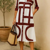 Audrey – rochie-cămașă cu model geometric — imagine 5