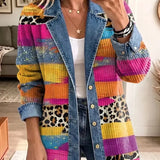 Audrey - jachetă din denim cu imprimeu retro de leopard — imagine 1