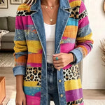 Audrey - jachetă din denim cu imprimeu retro de leopard — imagine 2