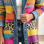 Audrey - jachetă din denim cu imprimeu retro de leopard — imagine 3