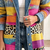 Audrey - jachetă din denim cu imprimeu retro de leopard — imagine 3