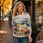 Cardigan cu fermoar Avery - Peisaj scoțian de ciulin — imagine 3