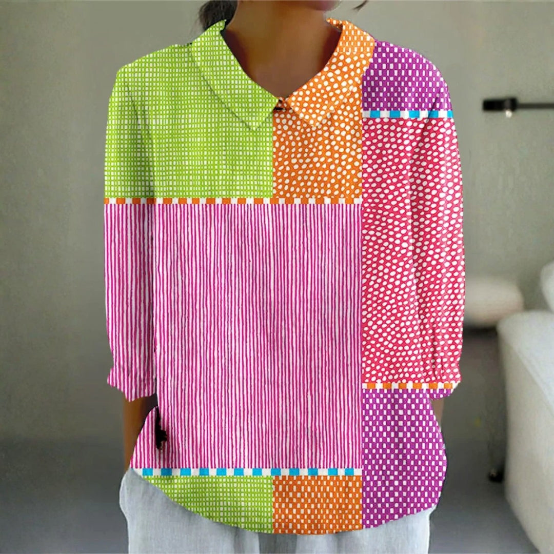Ayda - bluză jucăușă cu model patchwork — imagine 1