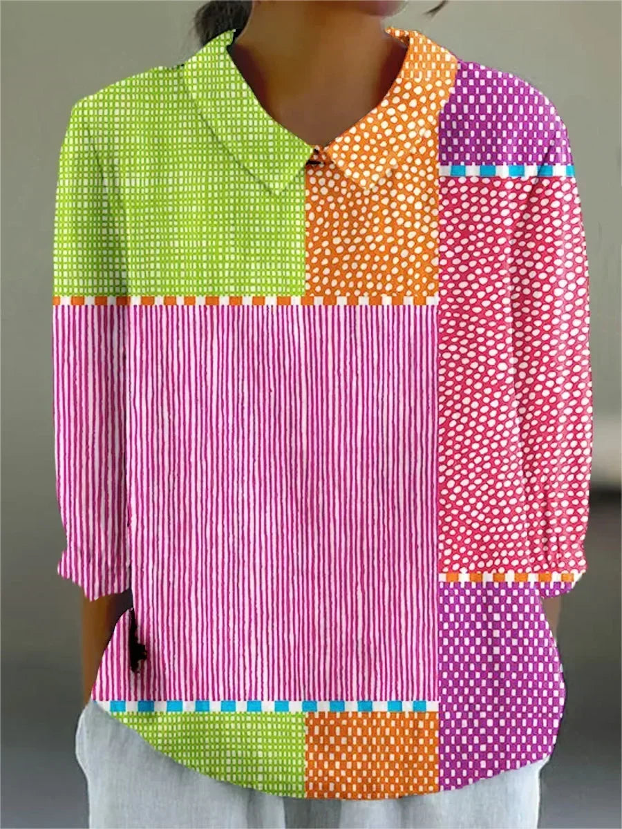 Ayda - bluză jucăușă cu model patchwork — imagine 2