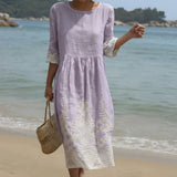 Ayda - rochie maxi cu decolteu rotund și model — imagine 1