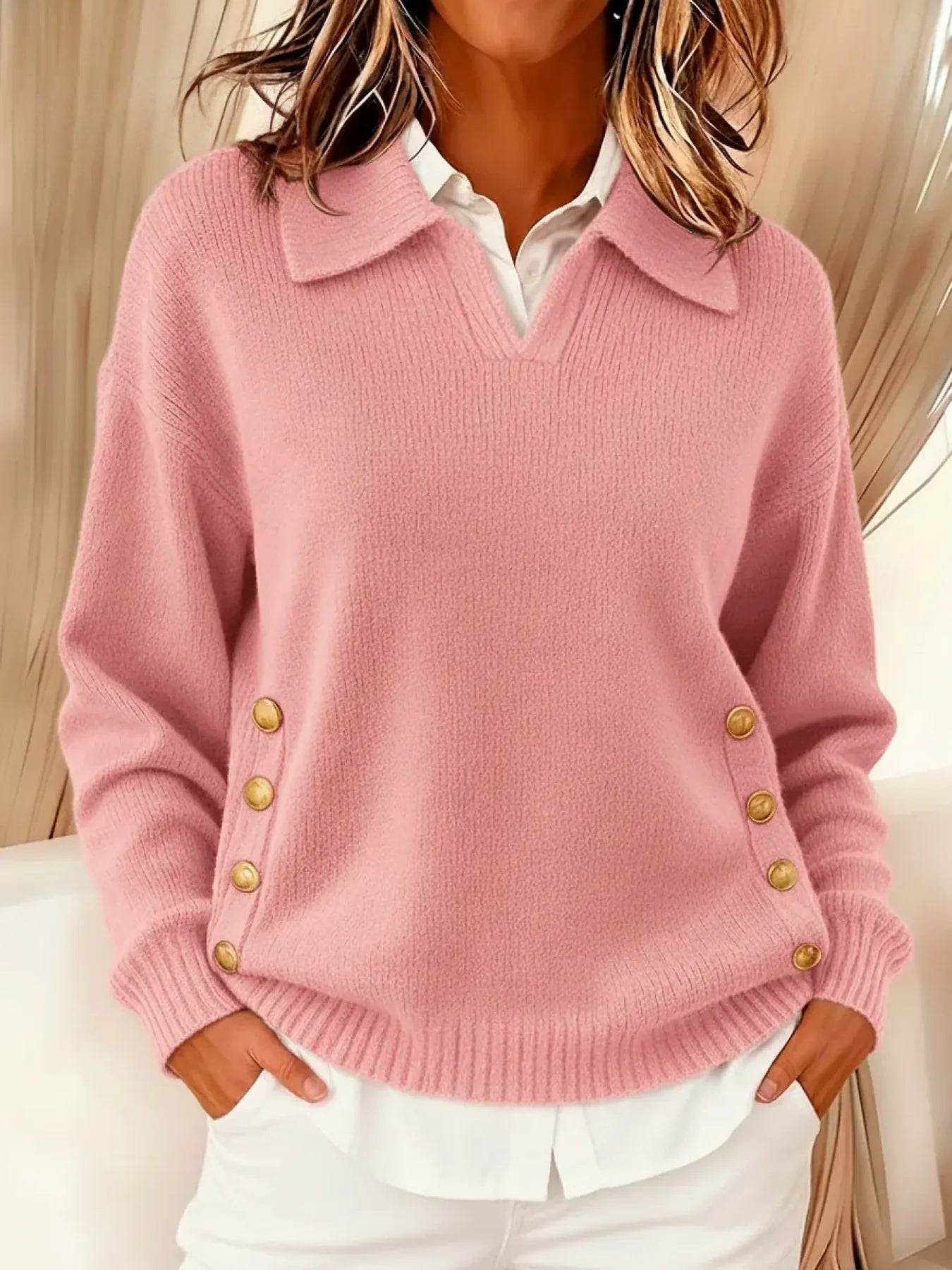 Barbara - Guler de tricou cu nasturi aurii — imagine 2