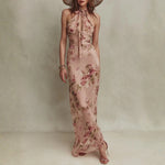 Bethany - rochie maxi elegantă din șifon floral cu decolteu tip gaură de cheie — imagine 1