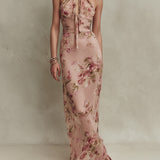 Bethany - rochie maxi elegantă din șifon floral cu decolteu tip gaură de cheie — imagine 2