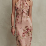Bethany - rochie maxi elegantă din șifon floral cu decolteu tip gaură de cheie — imagine 3