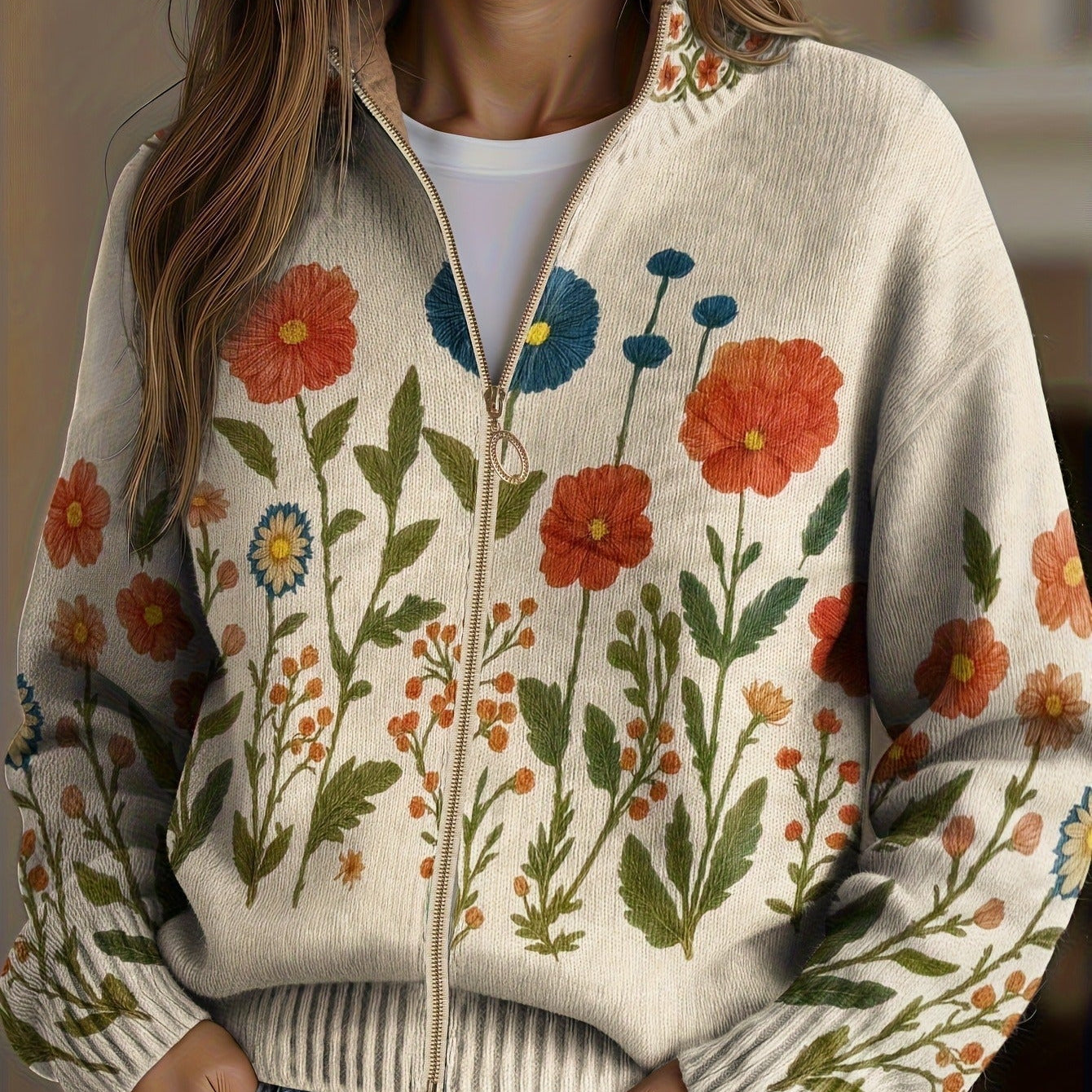 Brianna - Cardigan cu fermoar Wildflower Meadow — imagine 1