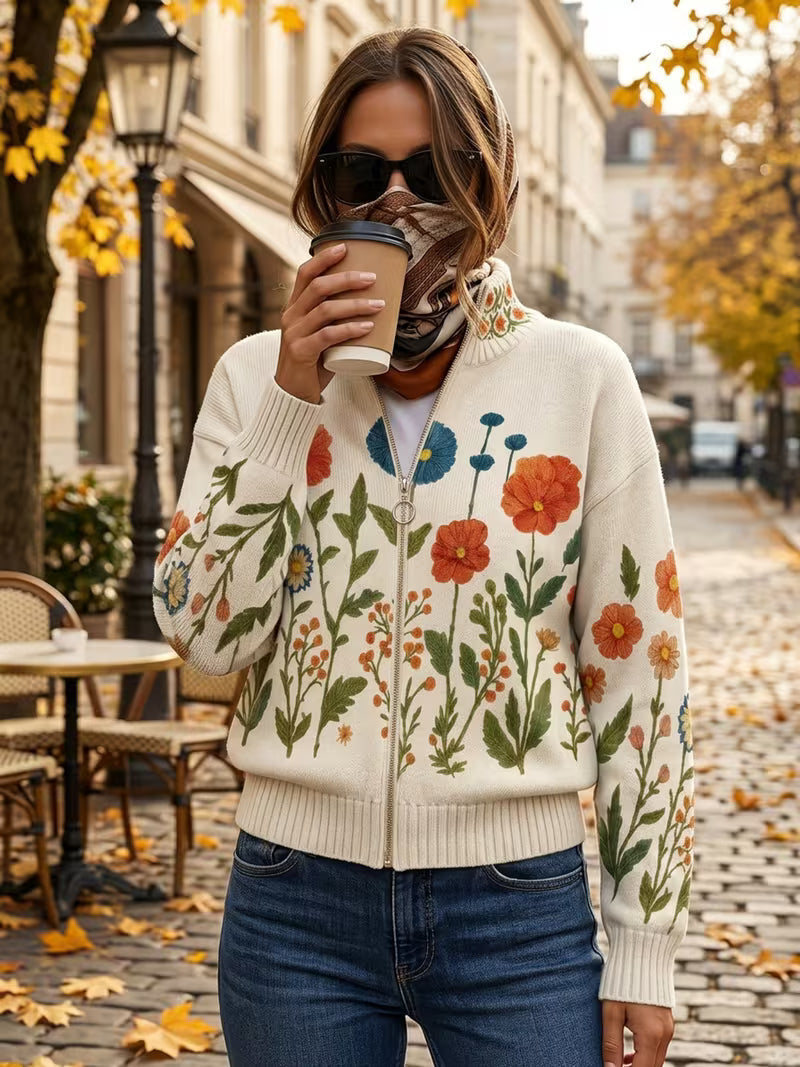 Brianna - Cardigan cu fermoar Wildflower Meadow — imagine 2