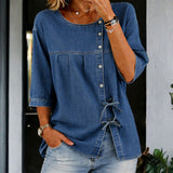 Brielle - Bluză lungă retro din denim — imagine 1