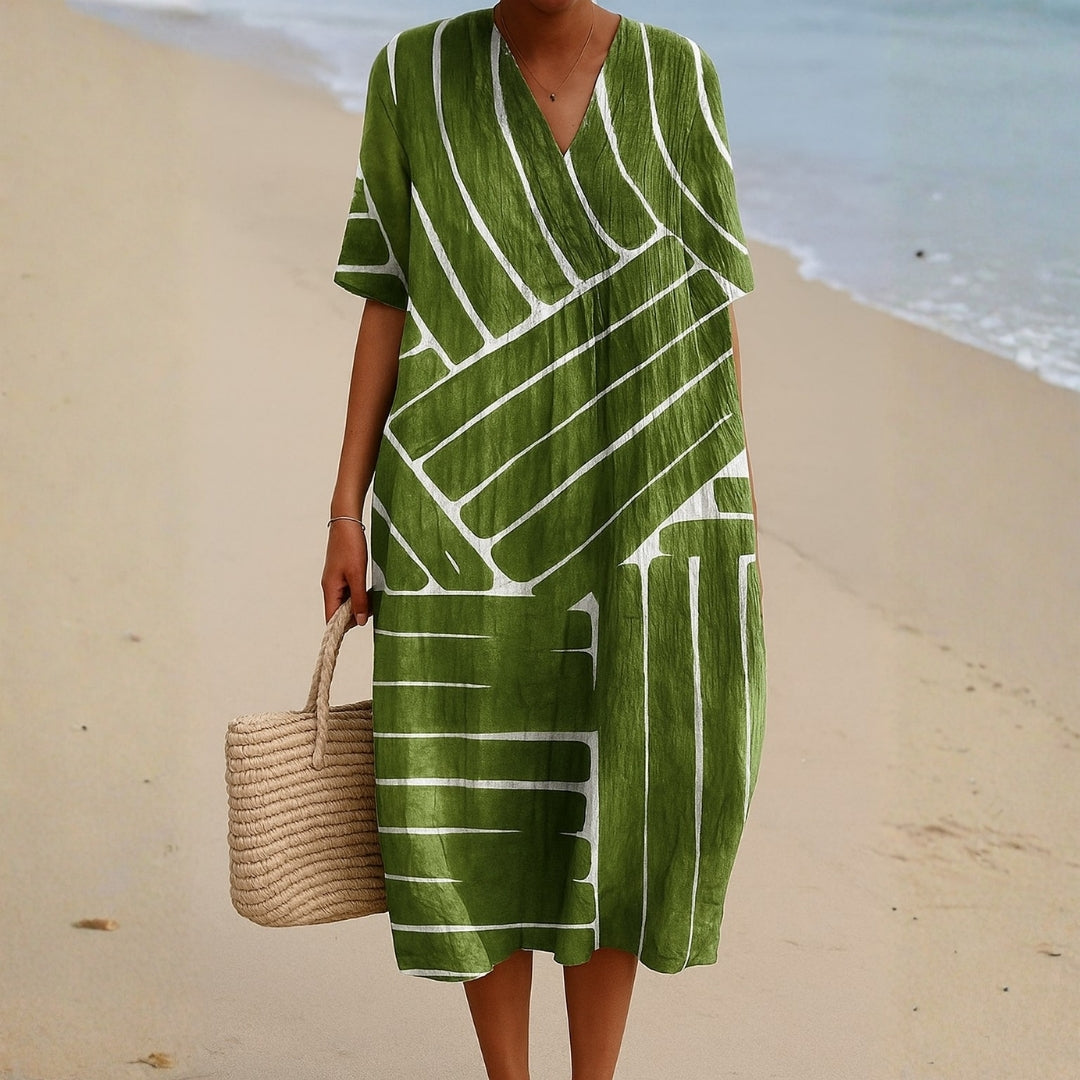 Brittany - rochie verde cu model geometric — imagine 1