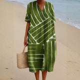 Brittany - rochie verde cu model geometric — imagine 1