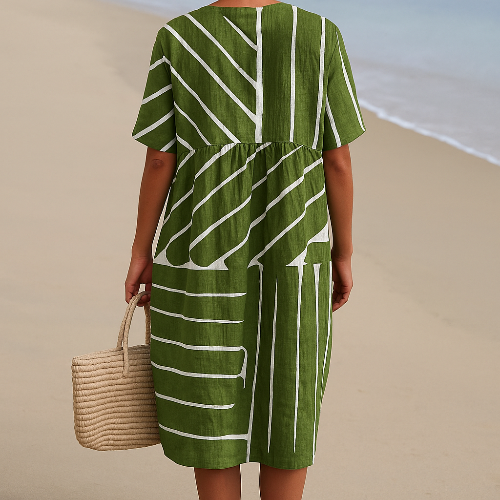 Brittany - rochie verde cu model geometric — imagine 3