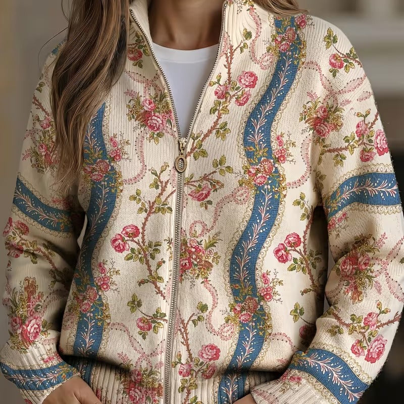 Camila - Cardigan cu imprimeu de trandafiri și panglici — imagine 1