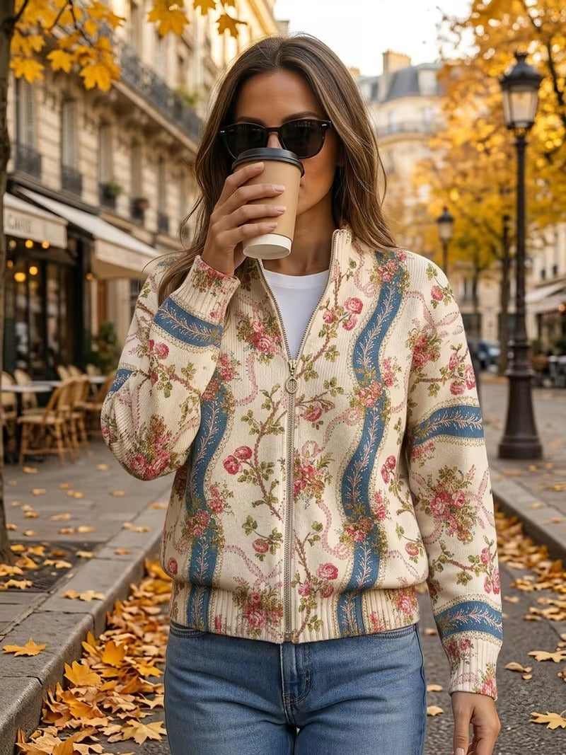 Camila - Cardigan cu imprimeu de trandafiri și panglici — imagine 2