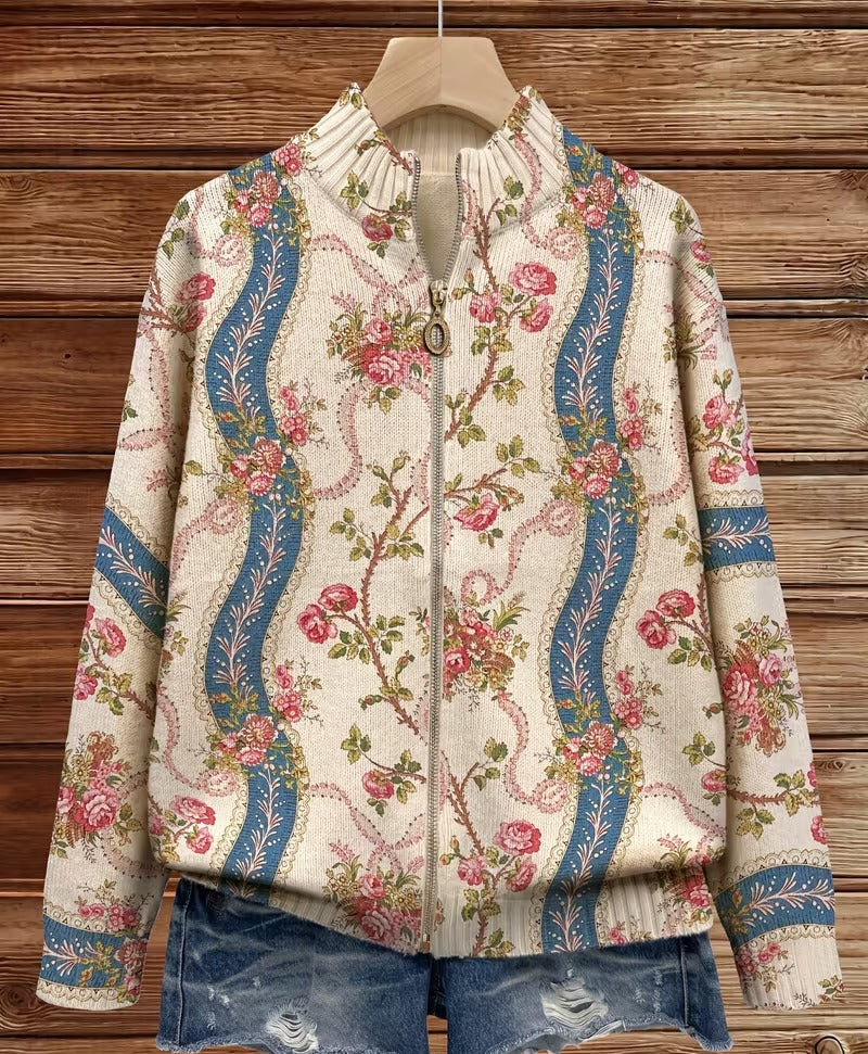Camila - Cardigan cu imprimeu de trandafiri și panglici — imagine 3