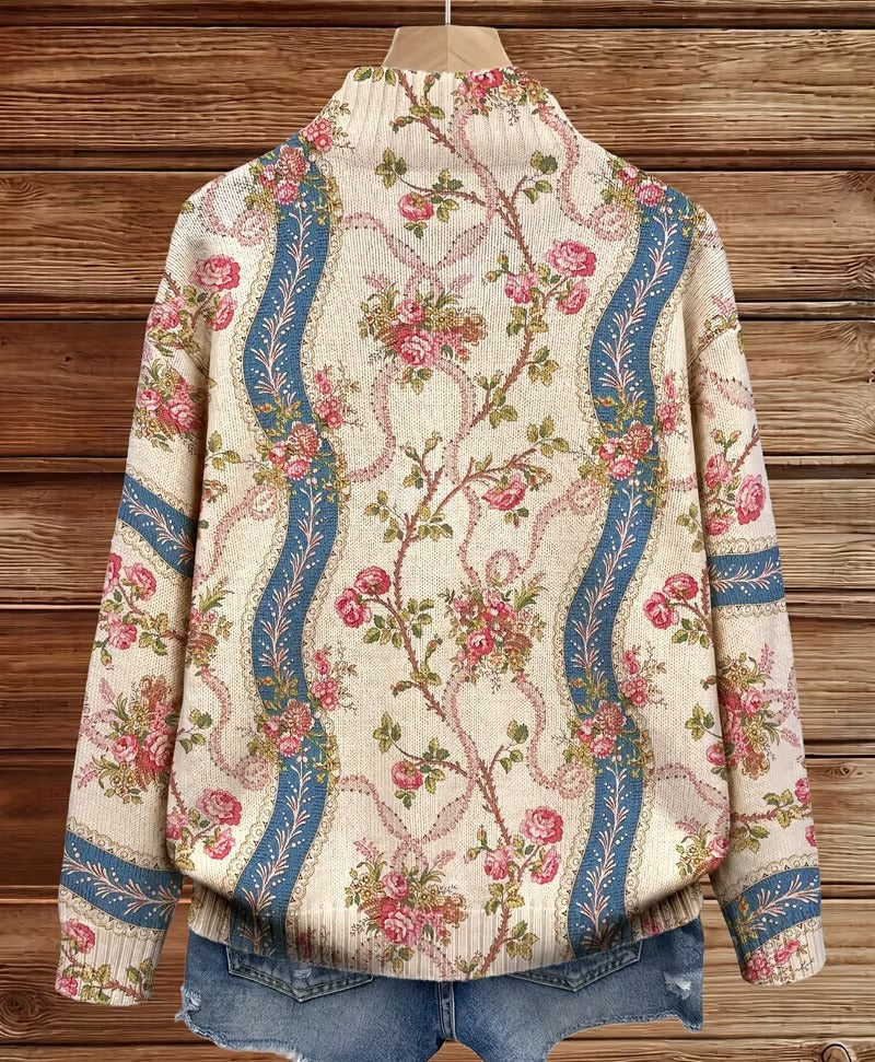 Camila - Cardigan cu imprimeu de trandafiri și panglici — imagine 4