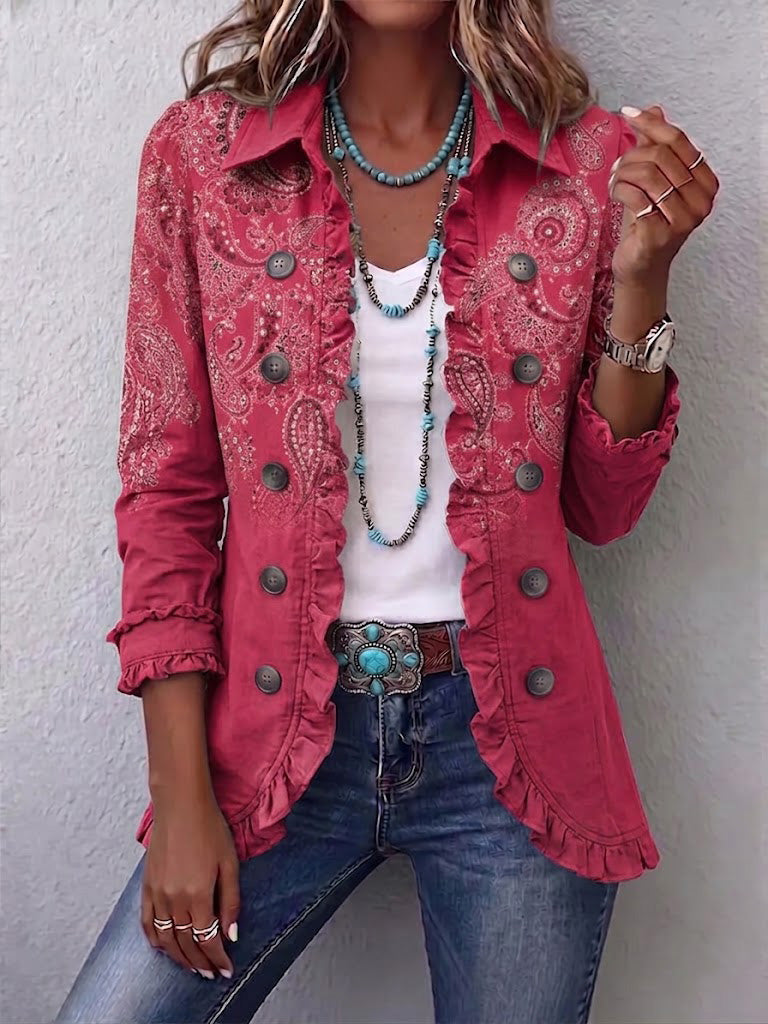 Camila - Jachetă retro cu volane Paisley — imagine 1
