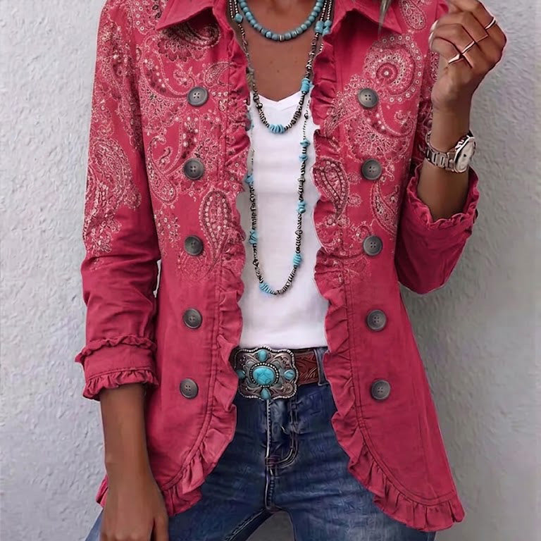 Camila - Jachetă retro cu volane Paisley — imagine 1