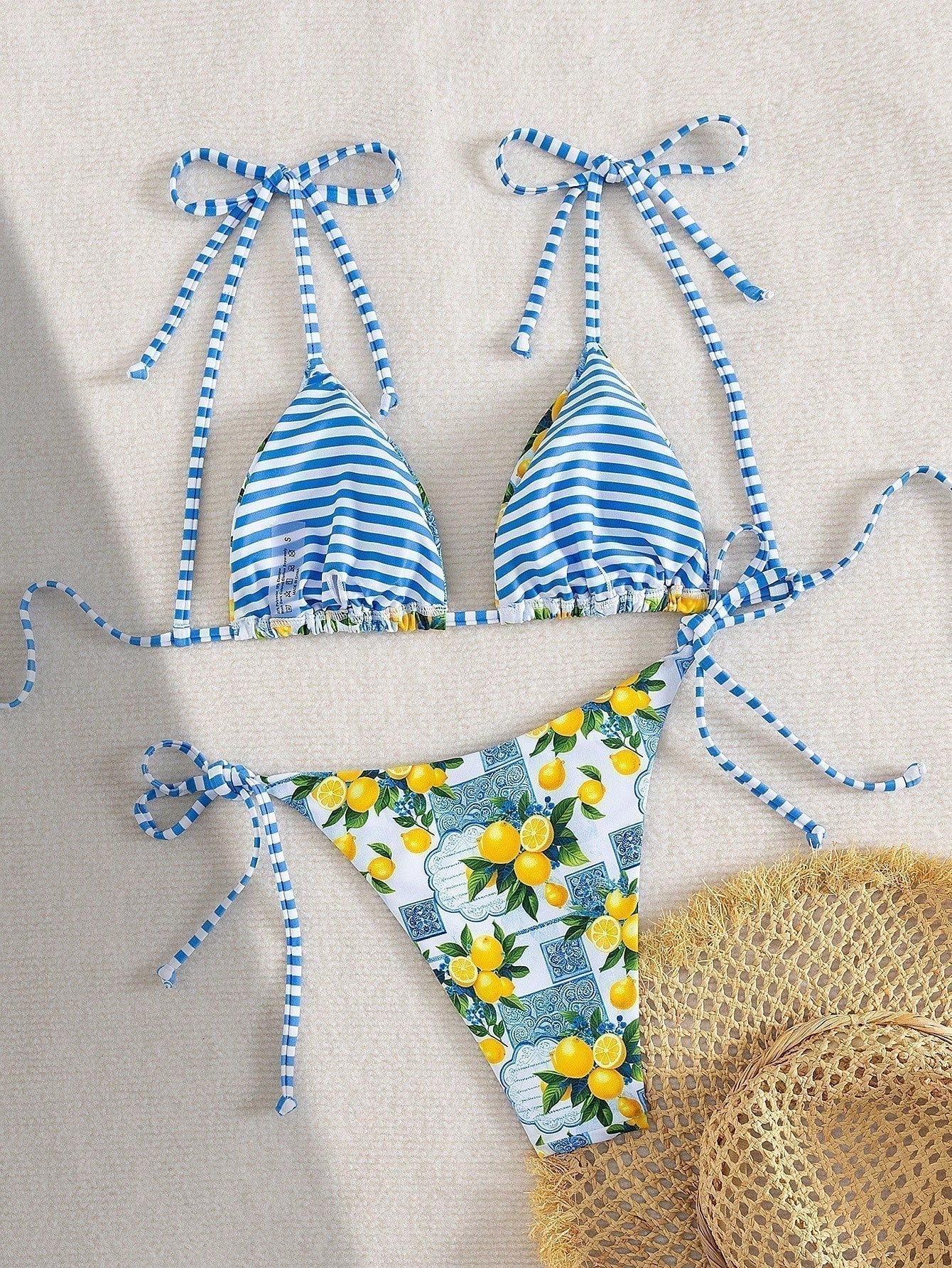 Candace - Costume de baie triunghiulare cu imprimeu de lămâie — imagine 2