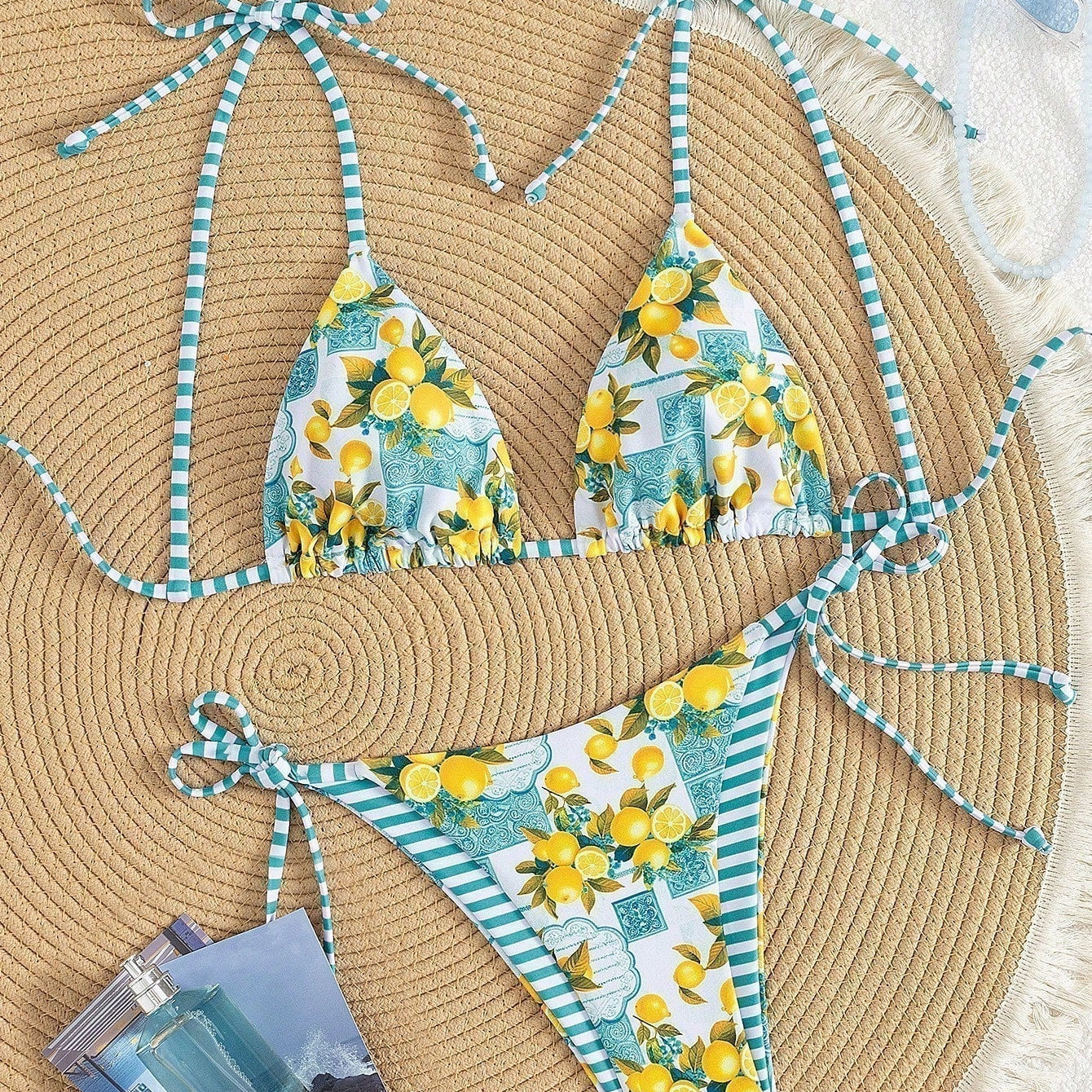 Candace - Costume de baie triunghiulare cu imprimeu de lămâie — imagine 8