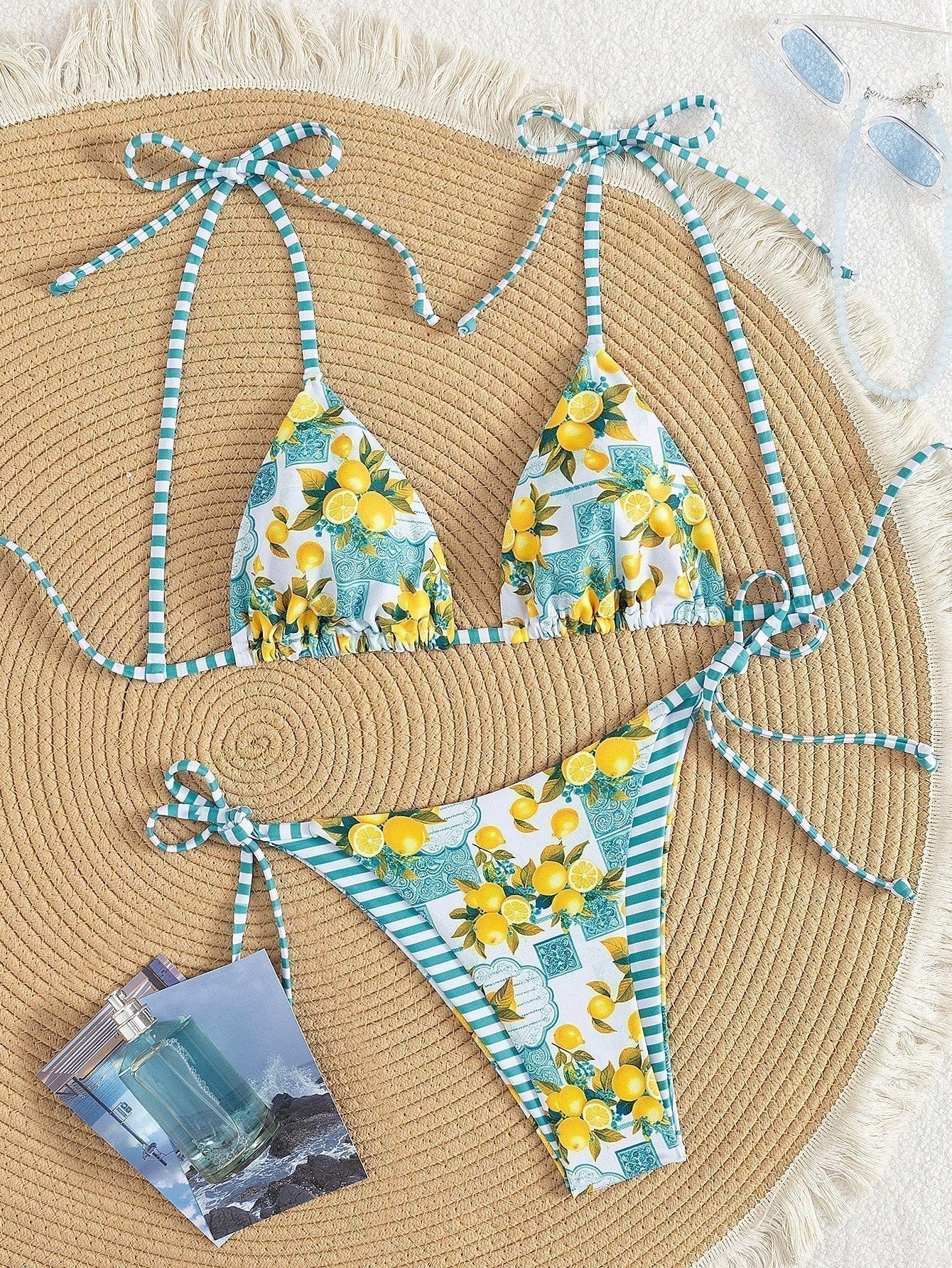 Candace - Costume de baie triunghiulare cu imprimeu de lămâie — imagine 8