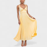 Carmen - rochie maxi plisată galbenă — imagine 1