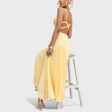 Carmen - rochie maxi plisată galbenă — imagine 2