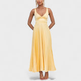 Carmen - rochie maxi plisată galbenă — imagine 3