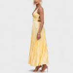 Carmen - rochie maxi plisată galbenă — imagine 4