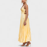 Carmen - rochie maxi plisată galbenă — imagine 4