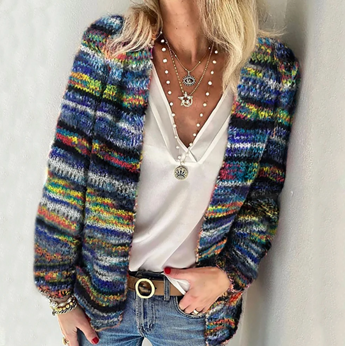 Caroline - cardigan confortabil multicolor — imagine 2
