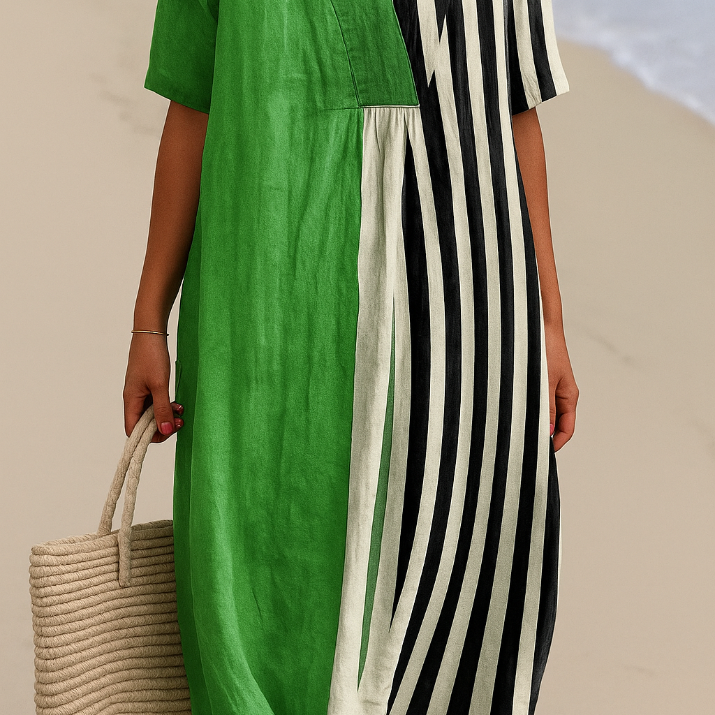 Cassidy - rochie verde aprins cu dungi negre — imagine 2