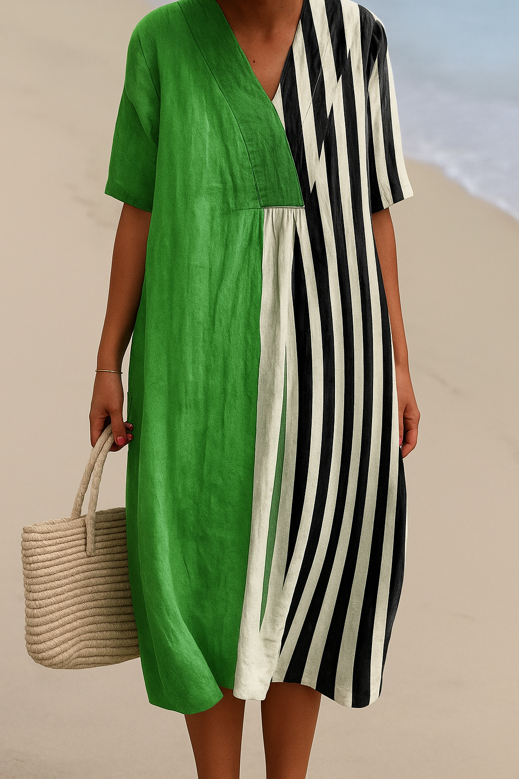 Cassidy - rochie verde aprins cu dungi negre — imagine 2