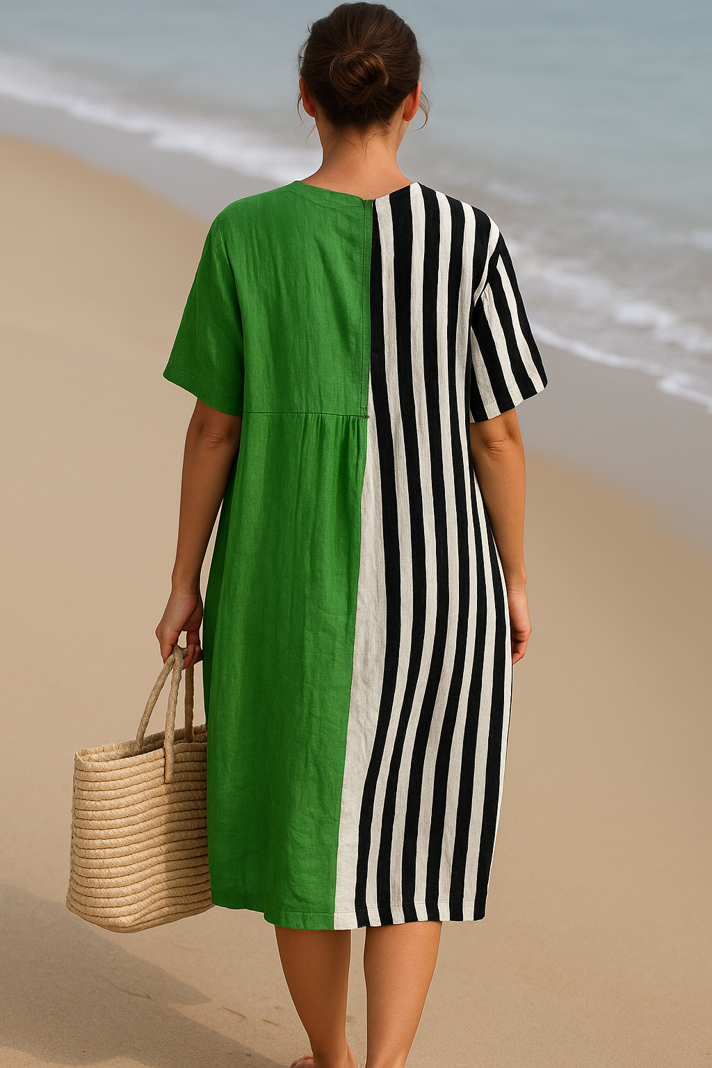Cassidy - rochie verde aprins cu dungi negre — imagine 3