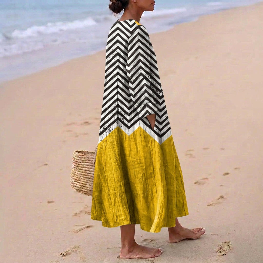 Catalina - rochie contrastantă cu model zigzag — imagine 2