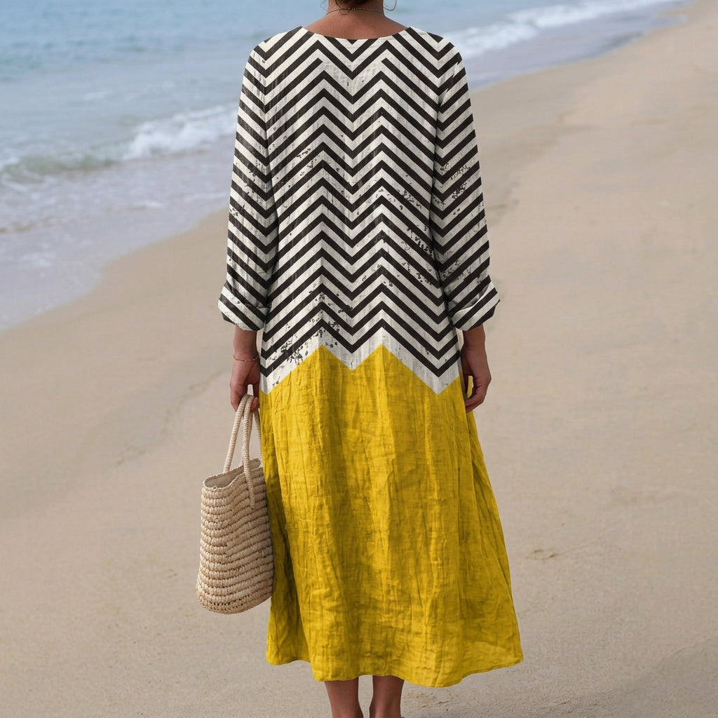 Catalina - rochie contrastantă cu model zigzag — imagine 3