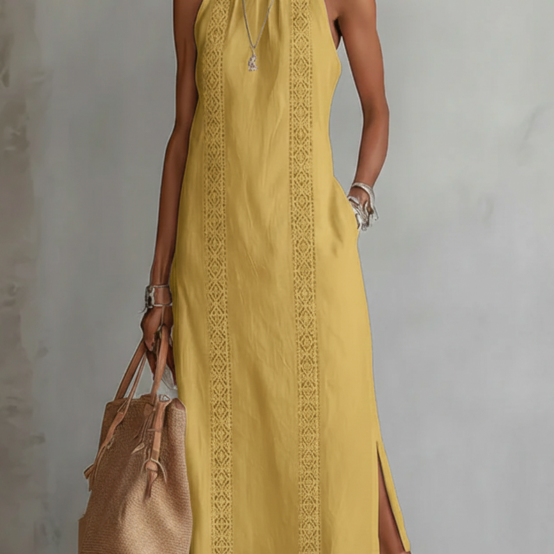 Cecilia - rochie midi fără mâneci cu detalii din dantelă — imagine 1