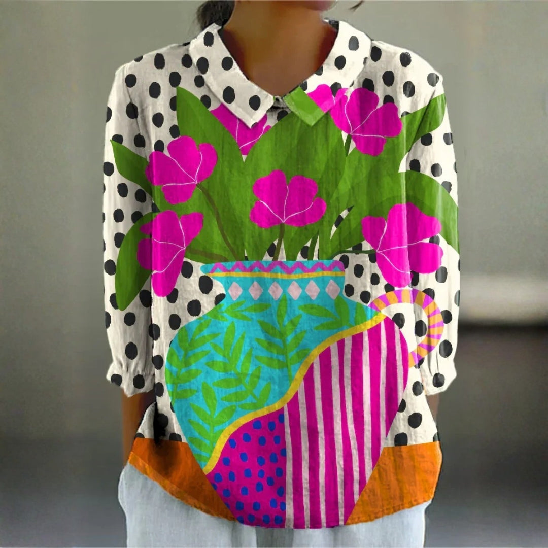 Bluză cu imprimeu floral artistic Charlotte — imagine 1