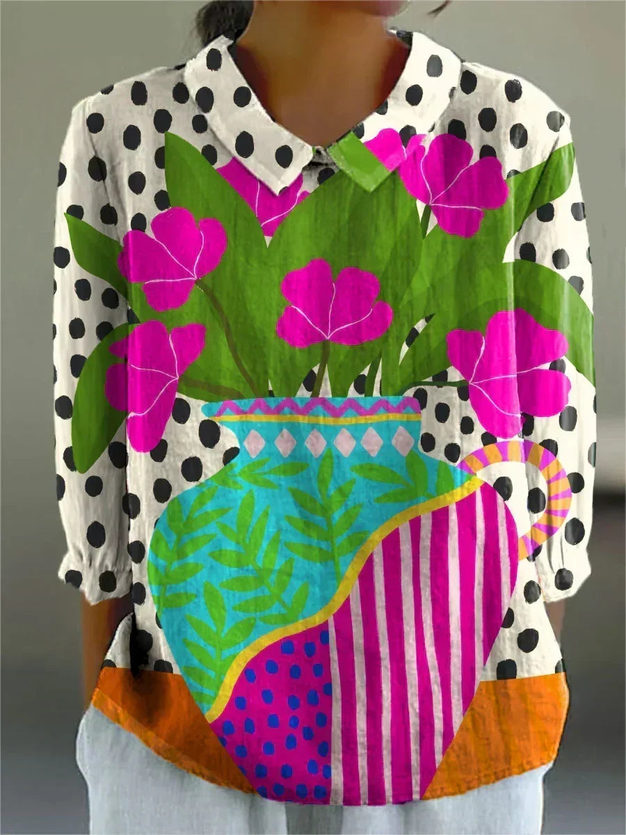 Bluză cu imprimeu floral artistic Charlotte — imagine 2