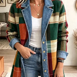 Claire - jachetă din denim în carouri retro cu imprimeu artistic — imagine 2