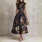 Courtney - Rochie midi plisată cu imprimeu floral și gaură de cheie — imagine 1