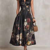 Courtney - Rochie midi plisată cu imprimeu floral și gaură de cheie — imagine 2