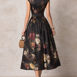 Courtney - Rochie midi plisată cu imprimeu floral și gaură de cheie — imagine 3