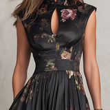 Courtney - Rochie midi plisată cu imprimeu floral și gaură de cheie — imagine 5